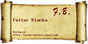 Fetter Blanka névjegykártya
